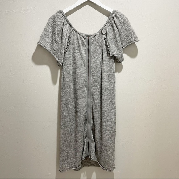 MOTH ANTHROPOLOGIE Women’s Gray Knit Alpaca Blend Flutter Sleeve Dress Lined M - Picture 3 of 8